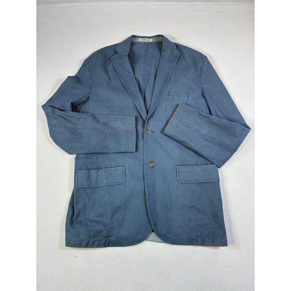 Richard Choi The Light Jacket Mens 50 IT Slate Blue Textured‎ Cotton Blazer